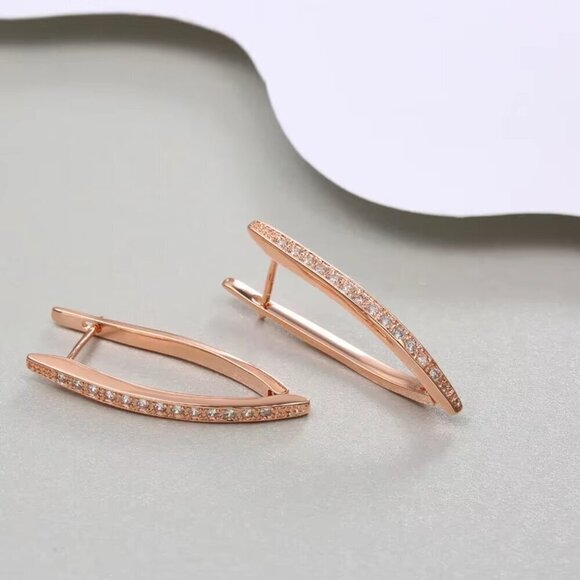 Gold U Round Hoop Earrings  S925 Sterling Silver 37MM Gold/Rose For Women… - Picture 6 of 6